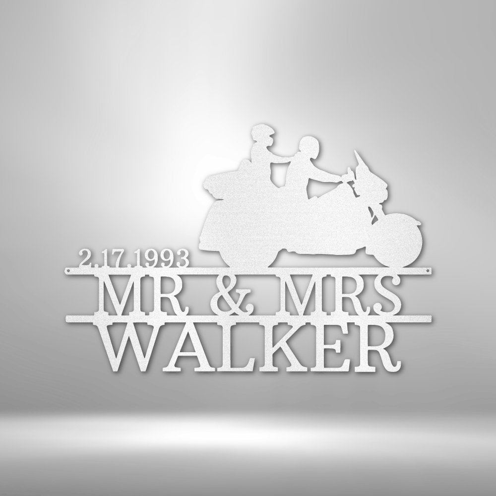 Motorcycle 6 Couple Personalized Names Text Metal SignCustomly Gifts