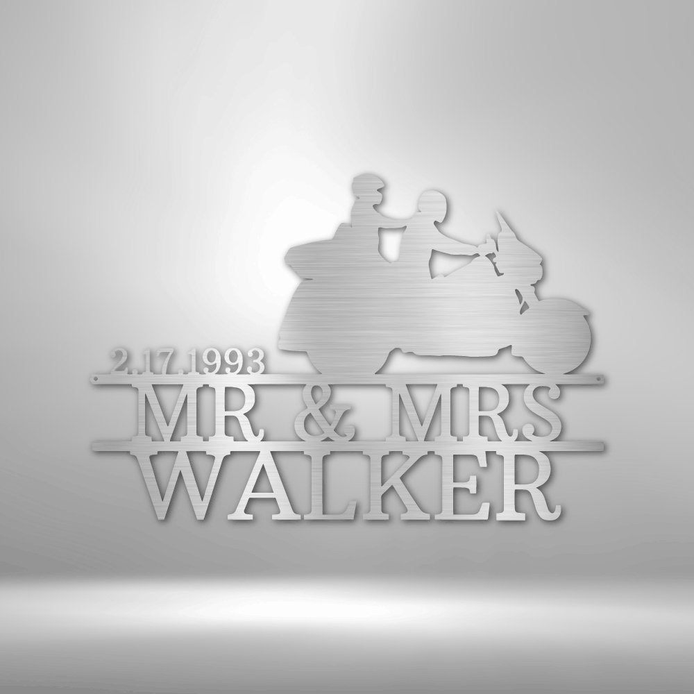 Motorcycle 6 Couple Personalized Names Text Metal SignCustomly Gifts