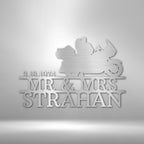 Motorcycle Couple 1 Personalized Name Text Steel SignCustomly Gifts