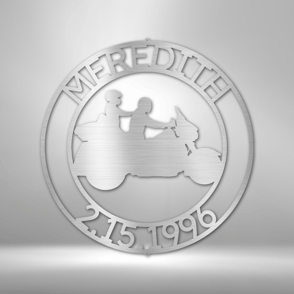 Motorcycle Couple 7 Personalized Name Text Steel SignCustomly Gifts