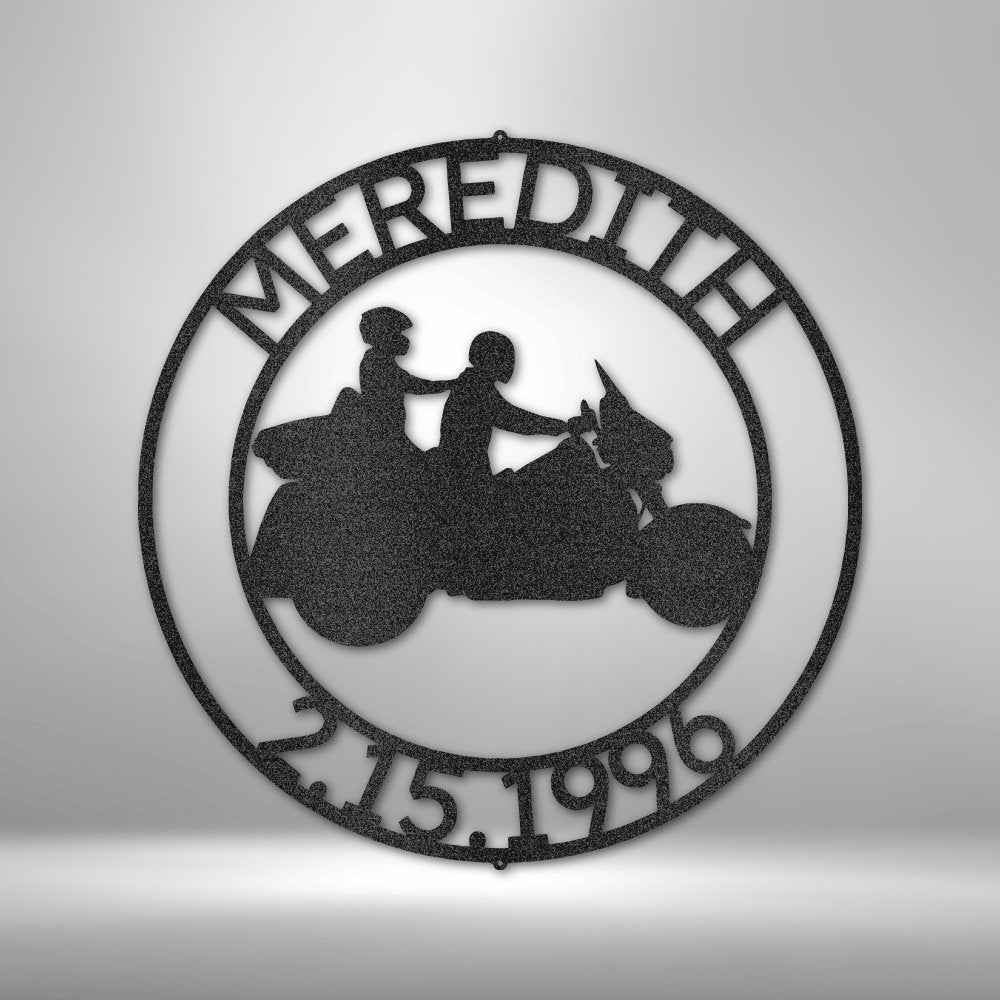 Motorcycle Couple 7 Personalized Name Text Steel SignCustomly Gifts