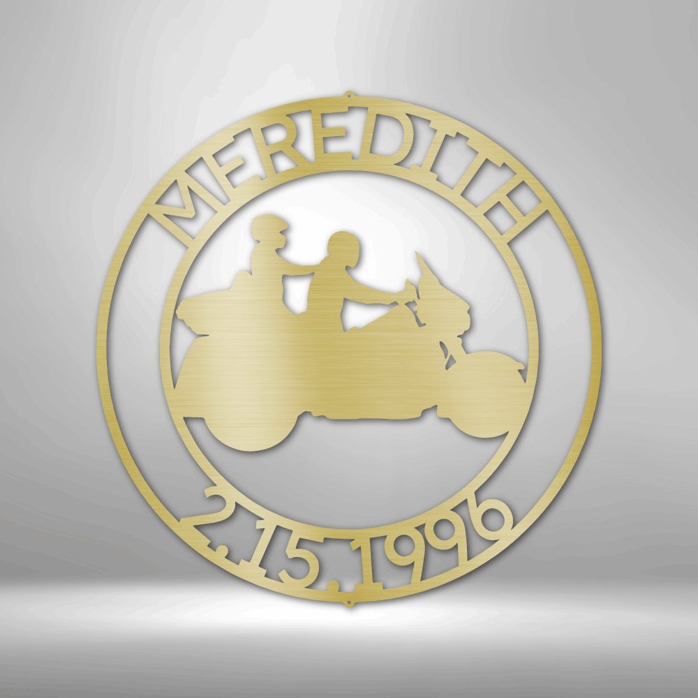 Motorcycle Couple 7 Personalized Name Text Steel SignCustomly Gifts