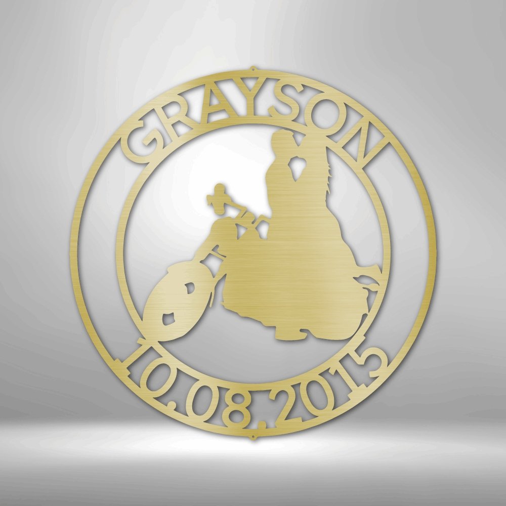 Motorcycle Couple Personalized Name Text Steel SignCustomly Gifts