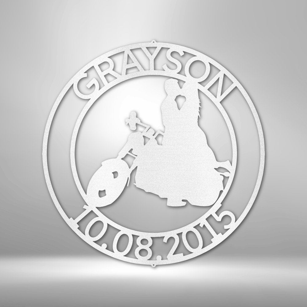 Motorcycle Couple Personalized Name Text Steel SignCustomly Gifts