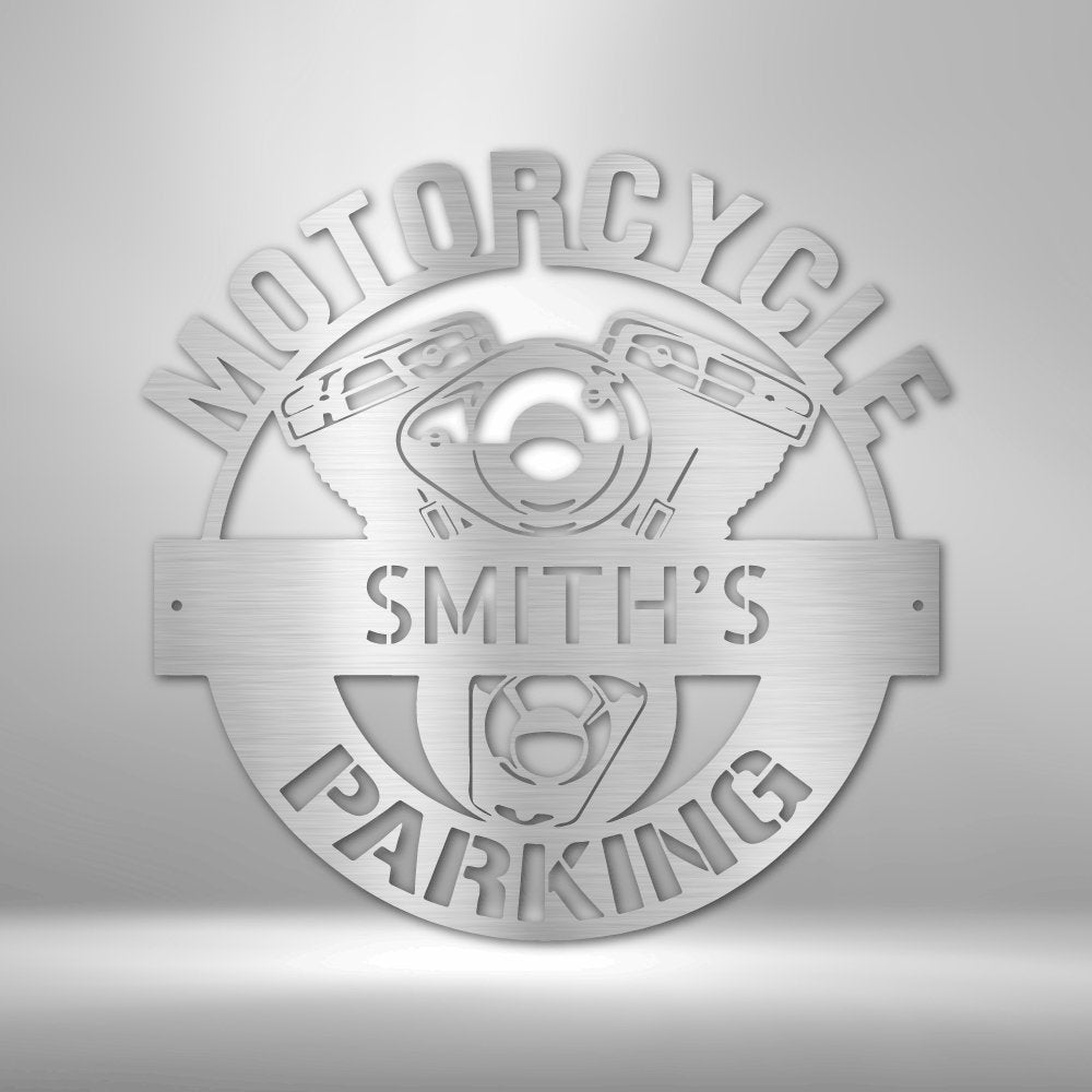 Motorcycle Parking Personalized Name Text Steel SignCustomly Gifts