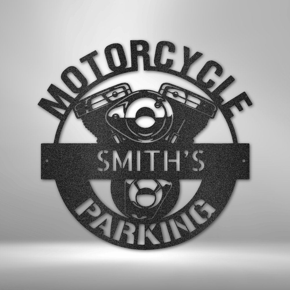 Motorcycle Parking Personalized Name Text Steel SignCustomly Gifts