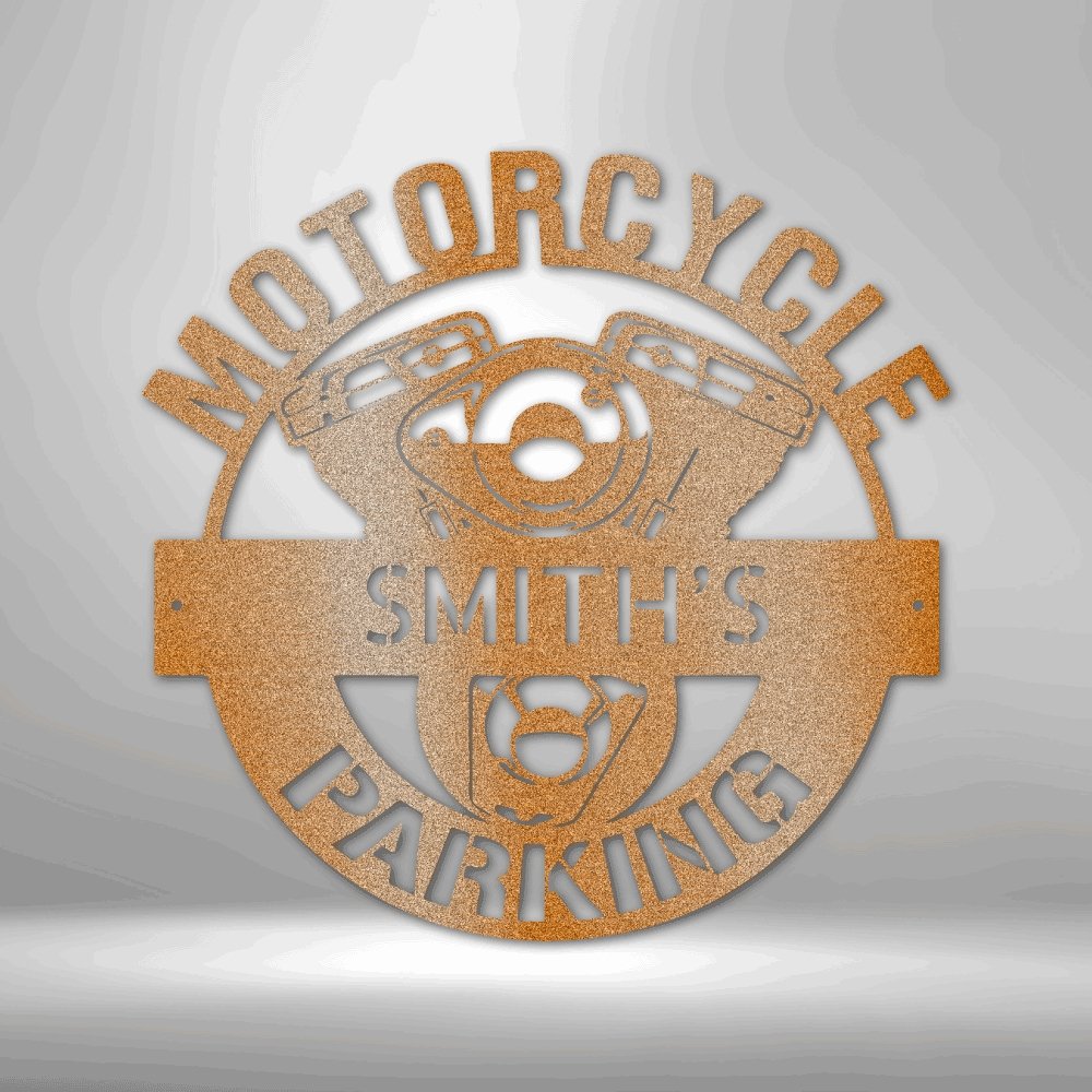 Motorcycle Parking Personalized Name Text Steel SignCustomly Gifts