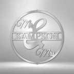 Mr and Mrs Circle Personalized Name Steel SignCustomly Gifts