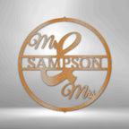 Mr and Mrs Circle Personalized Name Steel SignCustomly Gifts