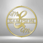 Mr and Mrs Circle Personalized Name Steel SignCustomly Gifts
