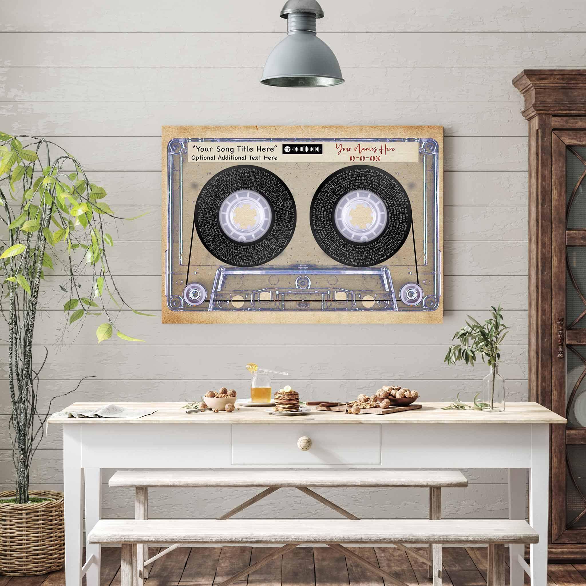 Music Song Lyrics Cassette Tape v1 Personalized Canvas Wall ArtCustomly Gifts
