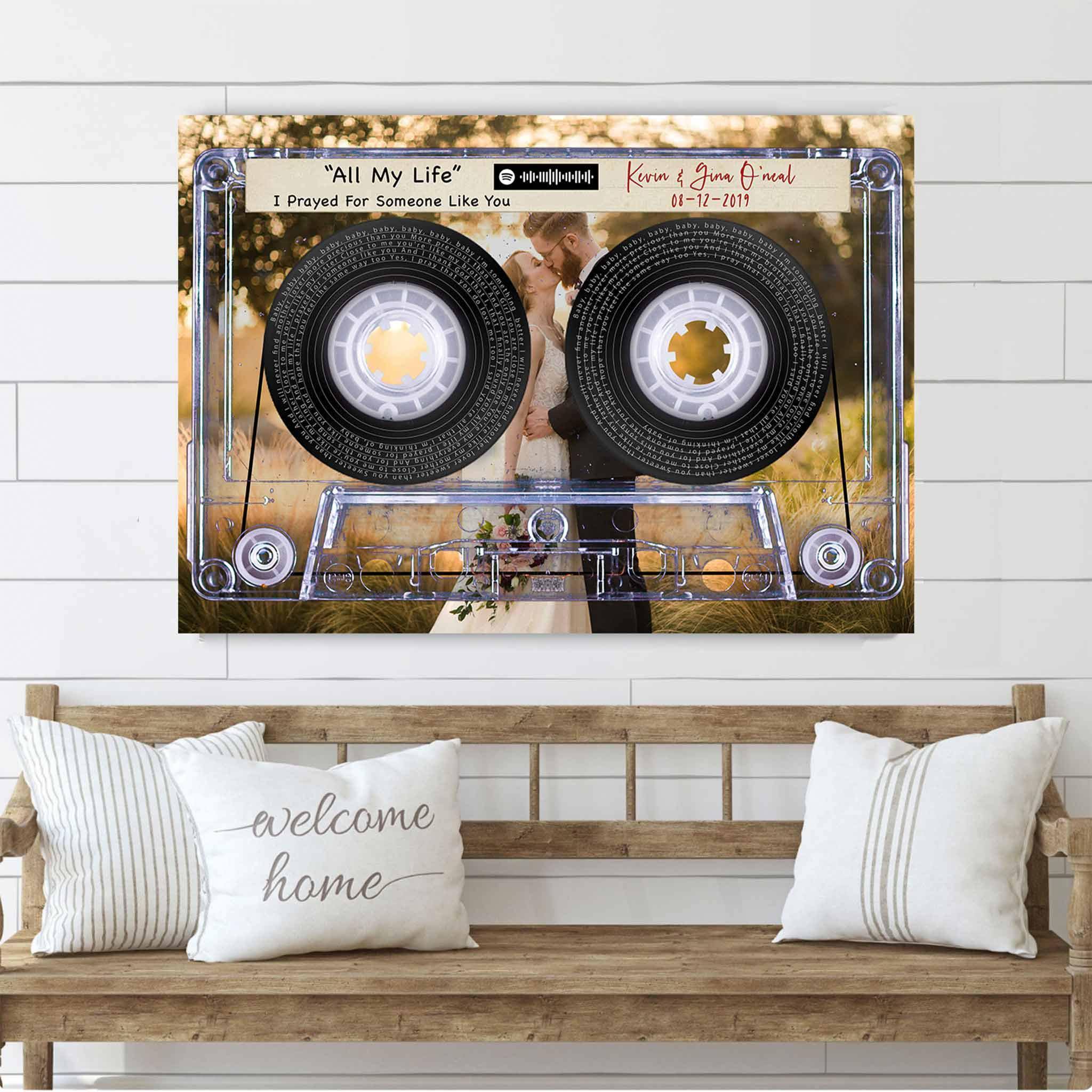 Music Song Lyrics Cassette Tape v2 Personalized Canvas Wall ArtCustomly Gifts