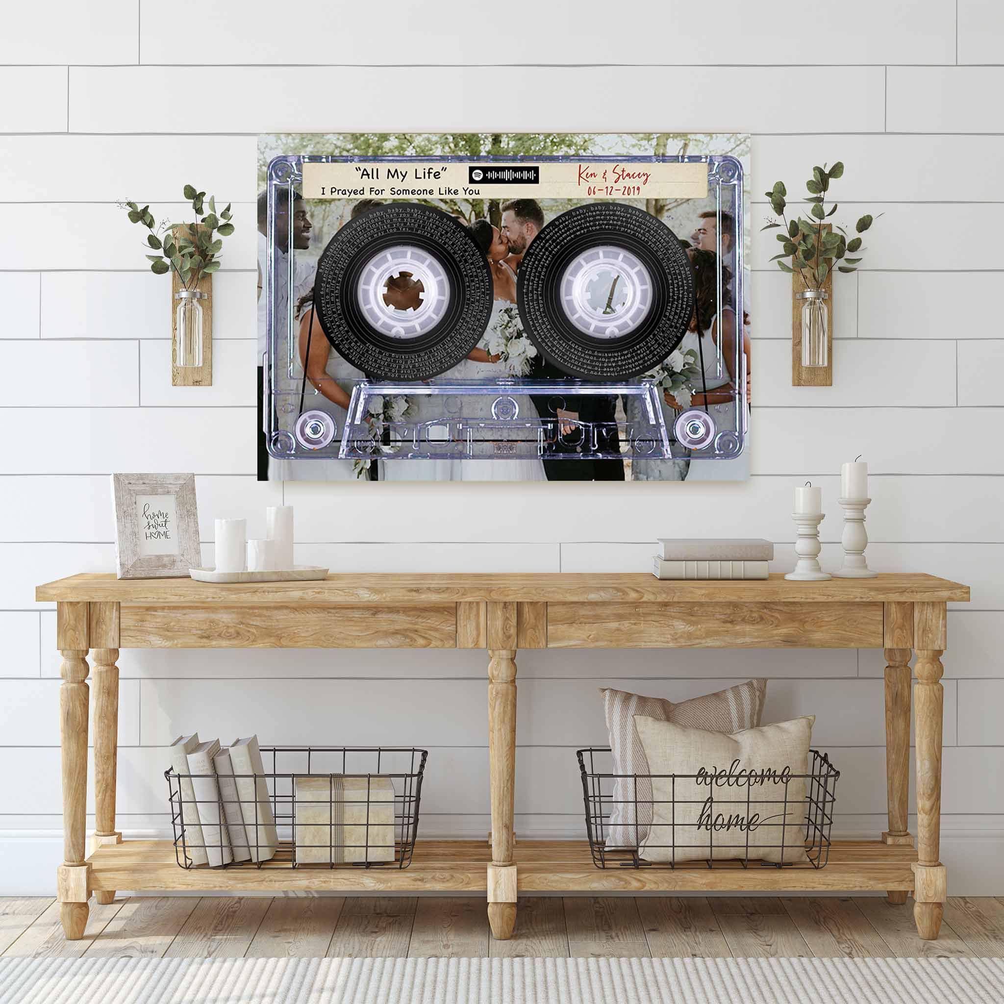 Music Song Lyrics Cassette Tape v2 Personalized Canvas Wall ArtCustomly Gifts