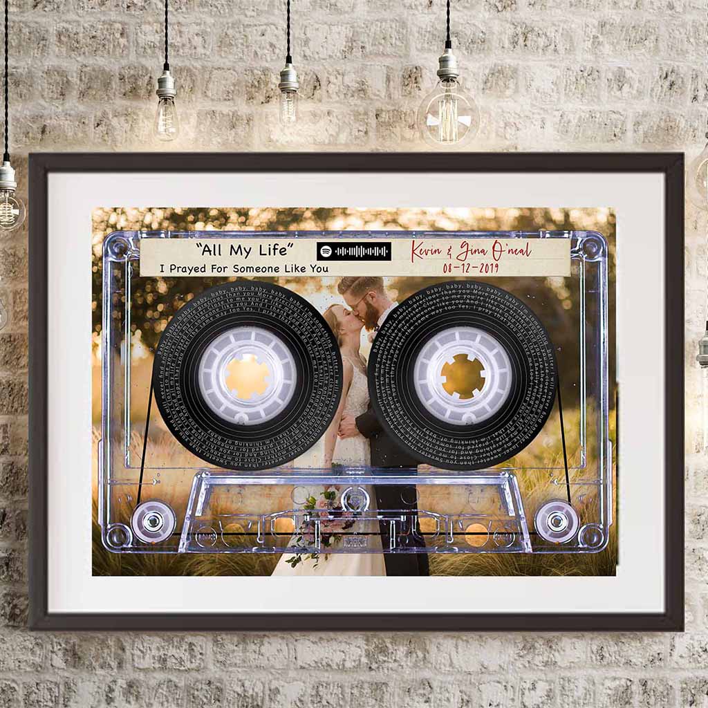 Music Song Lyrics Cassette Tape Your Picture Personalized Poster Wall ArtCustomly Gifts