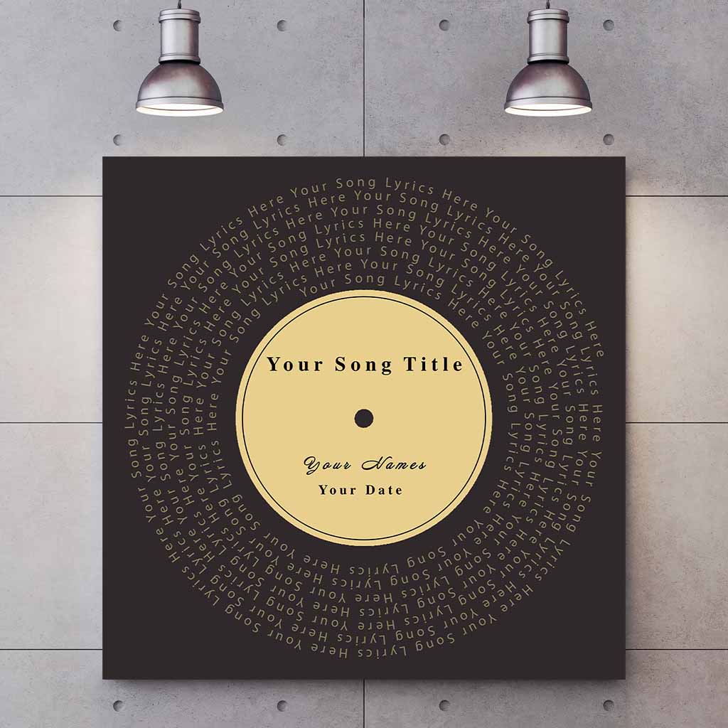 Music Song Lyrics - Custom Song Title, Names and Date Personalized Square CanvasCustomly Gifts