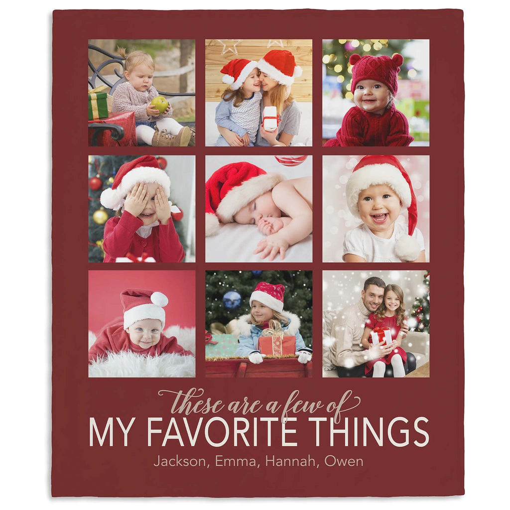 My Favorite Things Personalized Plush Fleece 9 Photo BlanketCustomly Gifts