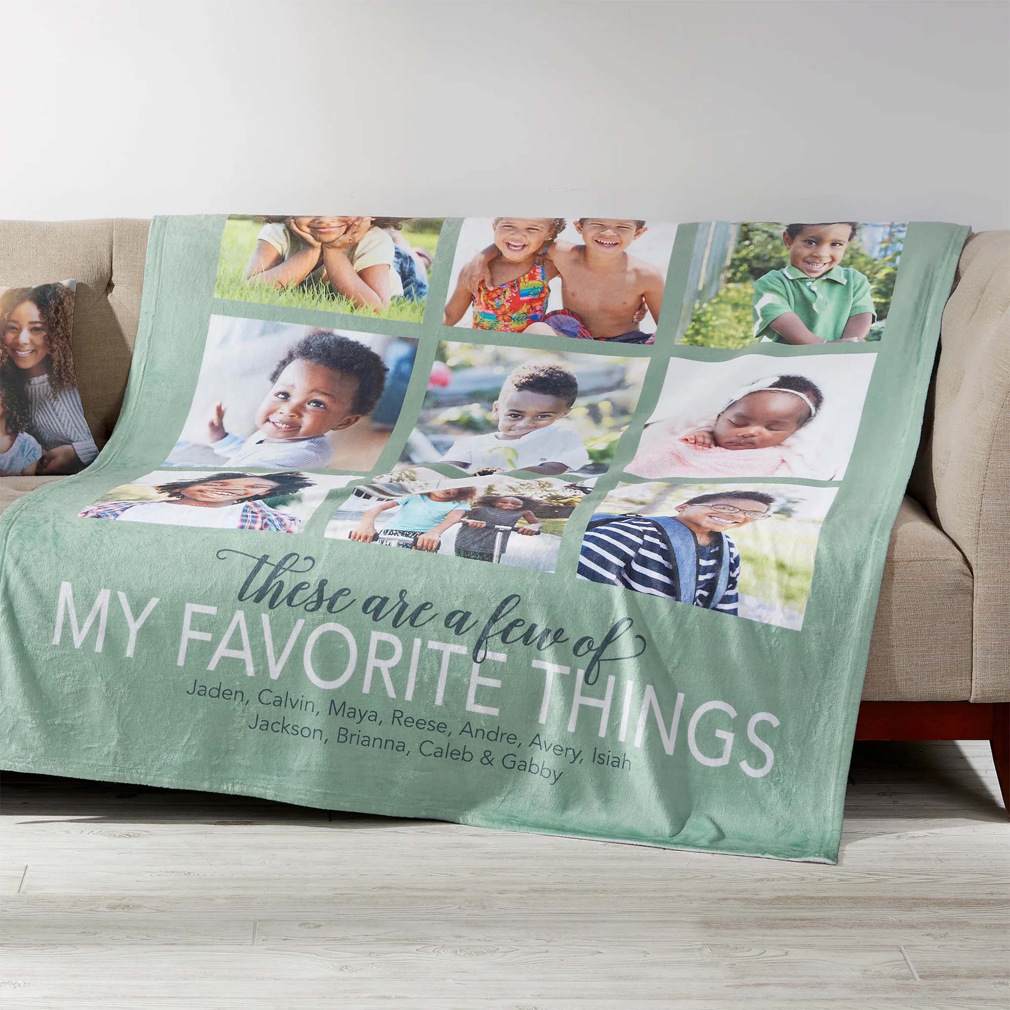 My Favorite Things Personalized Plush Fleece 9 Photo BlanketCustomly Gifts