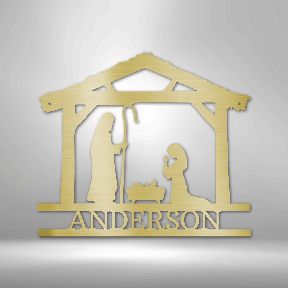 Nativity Simple Personalized Name Text Steel SignCustomly Gifts