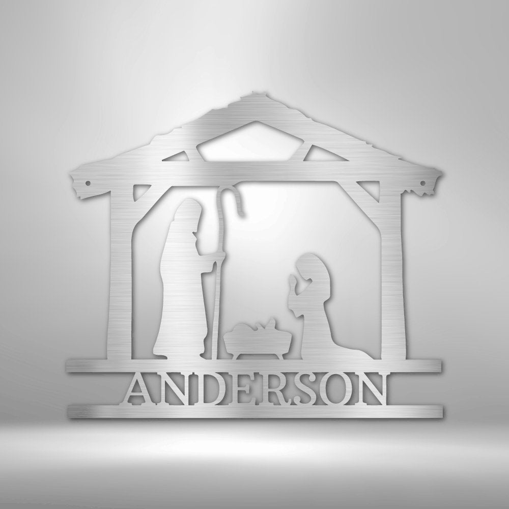 Nativity Simple Personalized Name Text Steel SignCustomly Gifts