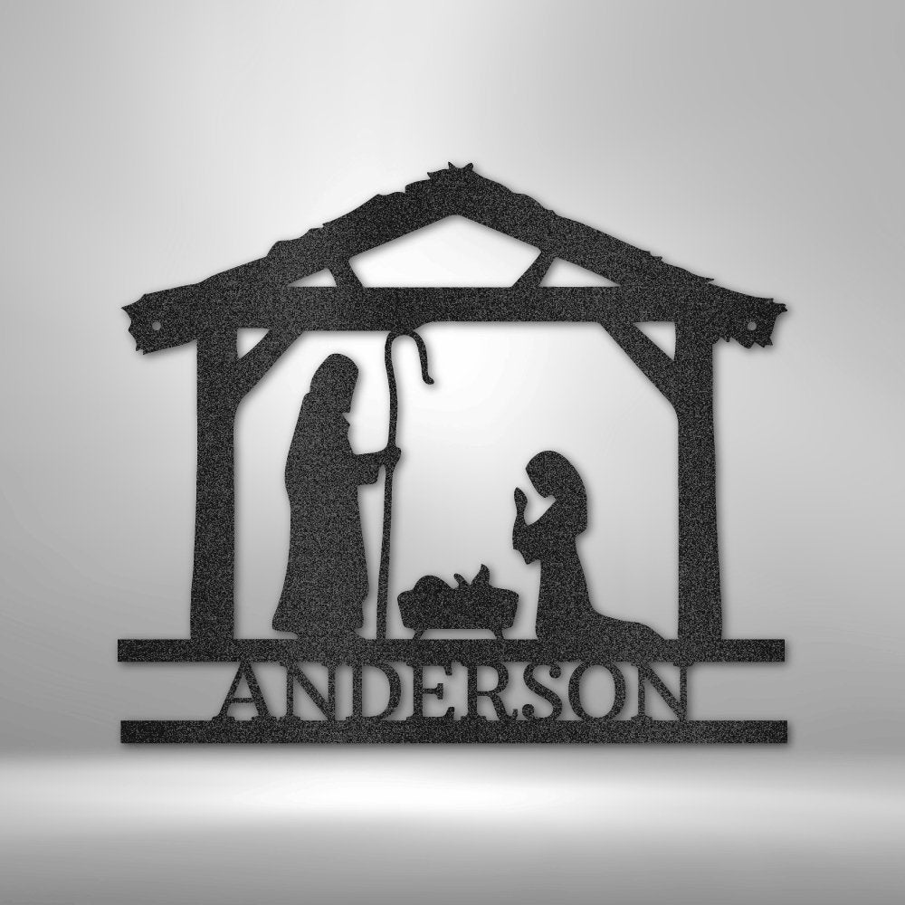 Nativity Simple Personalized Name Text Steel SignCustomly Gifts