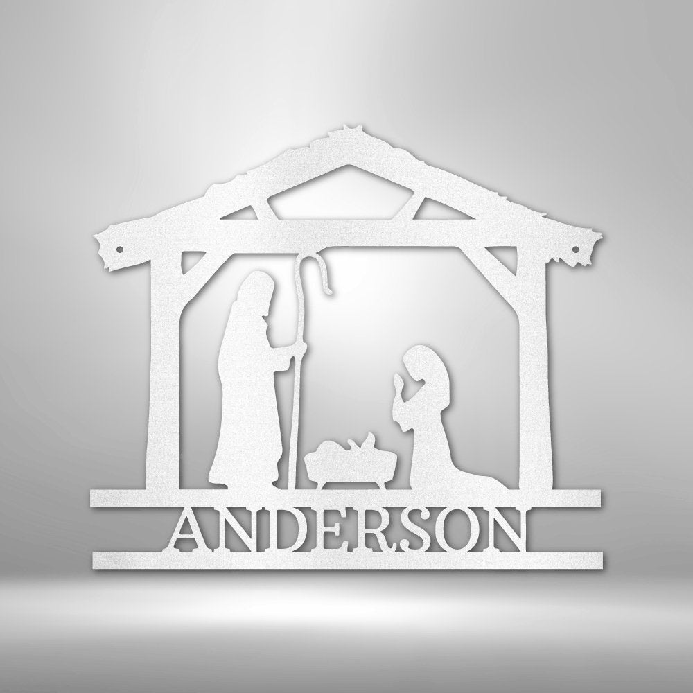 Nativity Simple Personalized Name Text Steel SignCustomly Gifts