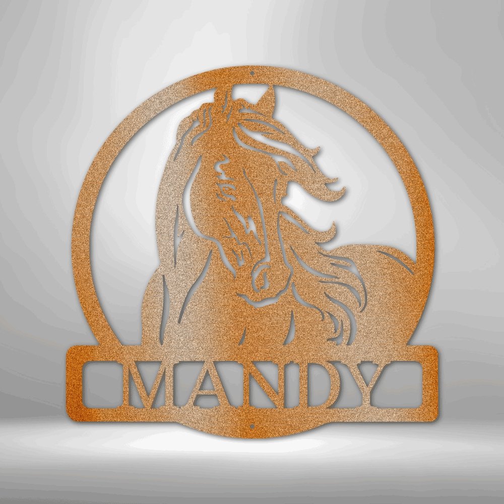 New Horse Monogram - Steel SignCustomly Gifts