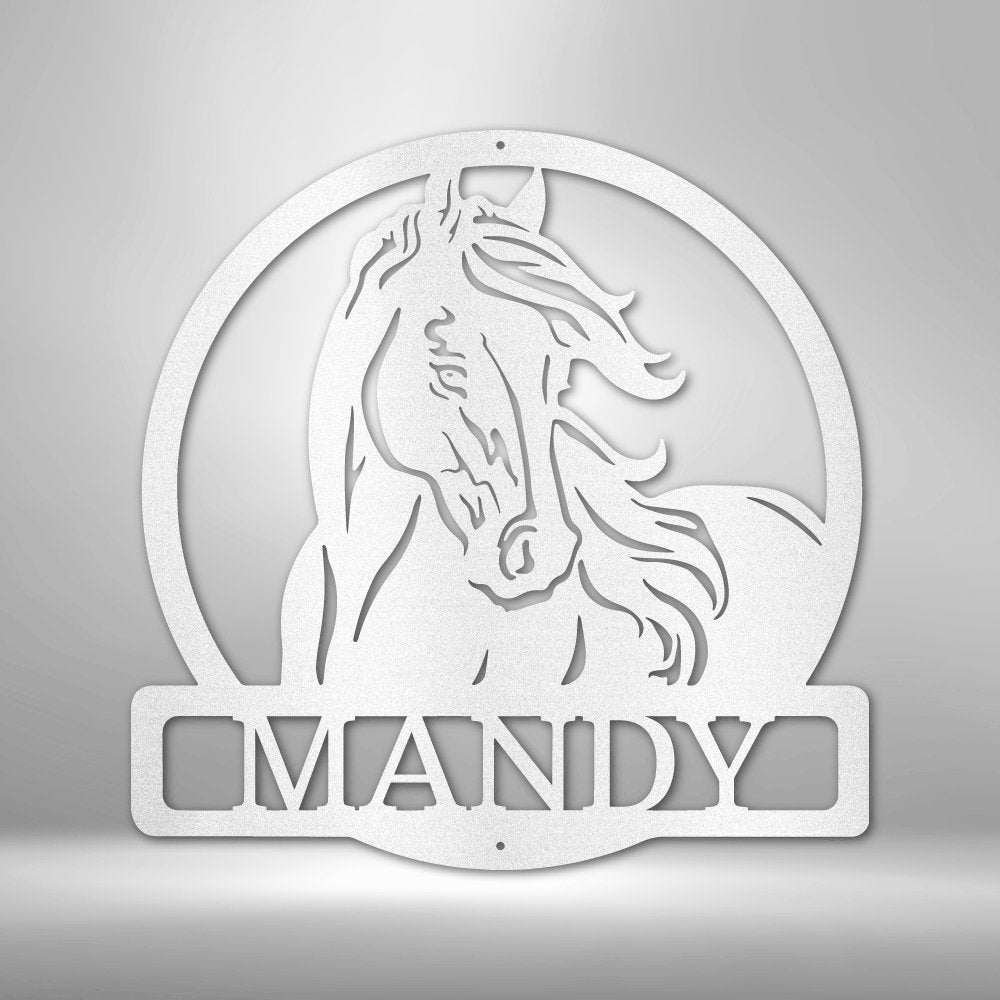 New Horse Monogram - Steel SignCustomly Gifts