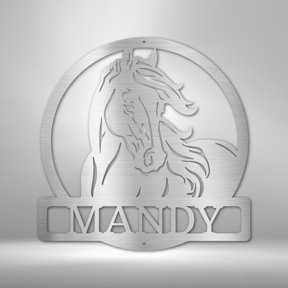 New Horse Monogram - Steel SignCustomly Gifts