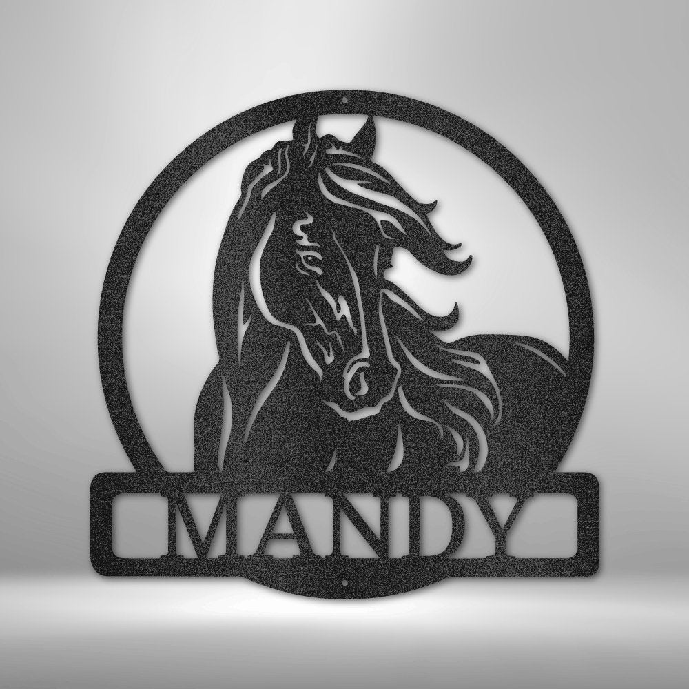 New Horse Monogram - Steel SignCustomly Gifts