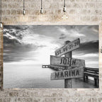 Ocean Dock Black & White Multiple Names Directional Sign CanvasCustomly Gifts