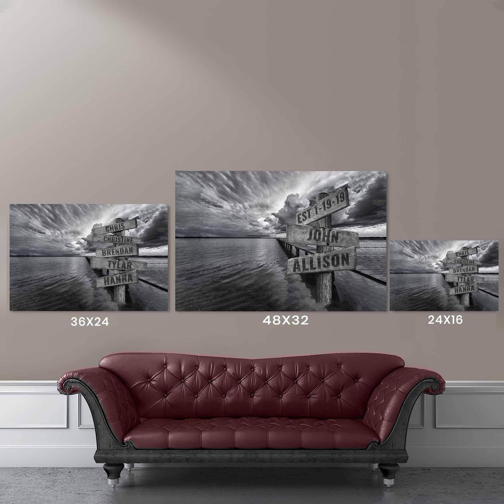 Ocean Dock Pier v1 Multiple Names Personalized Directional Sign CanvasCustomly Gifts