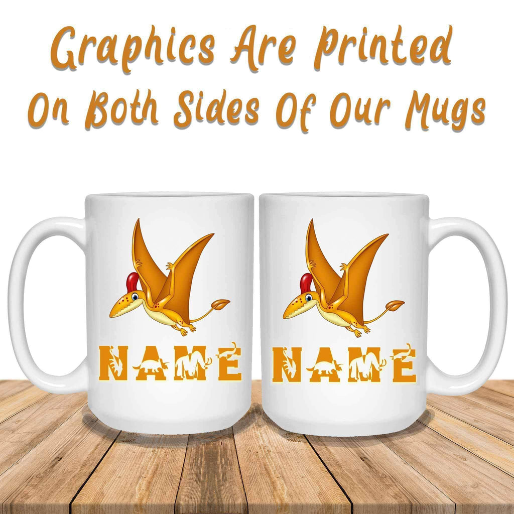 Orange Pterodactyl Cartoon Dinosaur Custom Personalized Kids Themed MugsCustomly Gifts