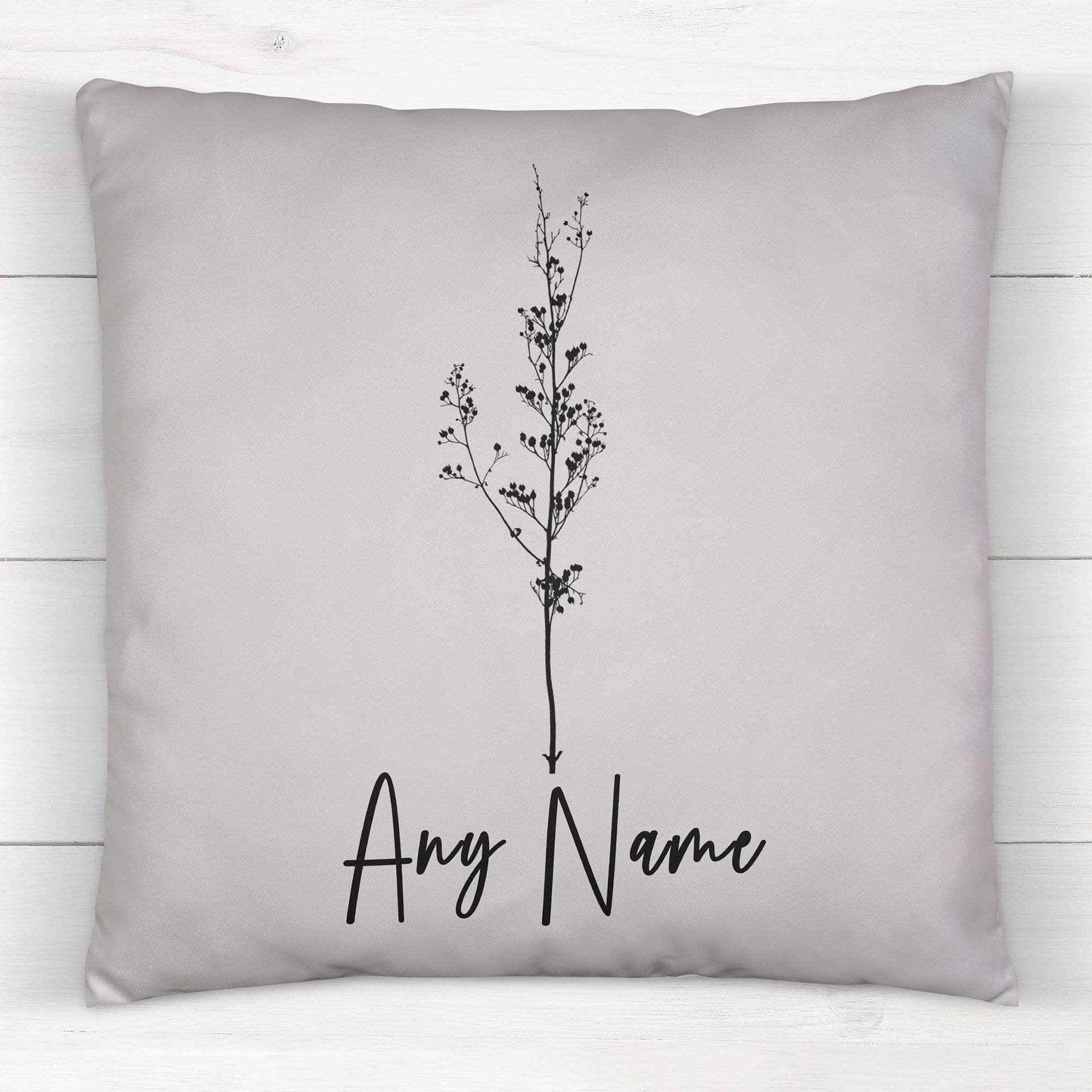 Ornamental Twig And Branch Family Name v1 Personalized Throw PillowCustomly Gifts