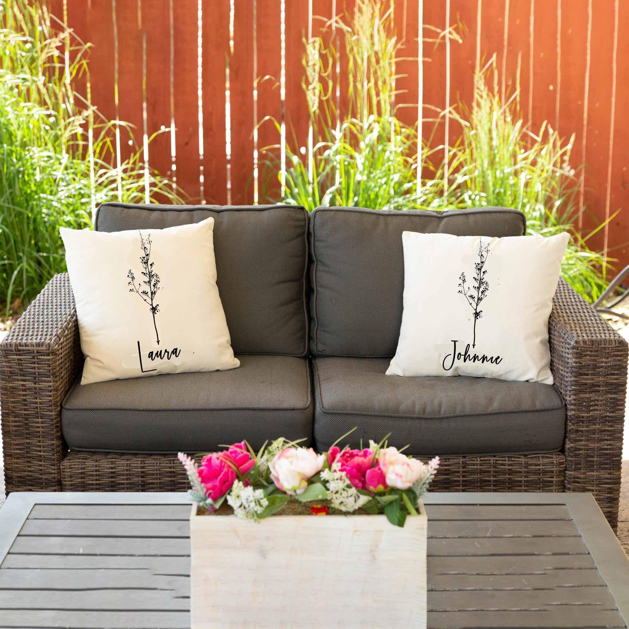 Ornamental Twig And Branch Family Name v1 Personalized Throw PillowCustomly Gifts