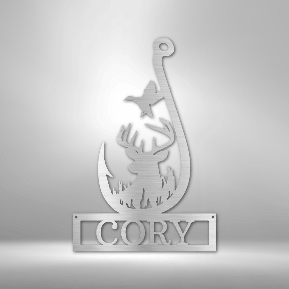 Outdoorsman V2 Personalized Name Text - Steel SignCustomly Gifts