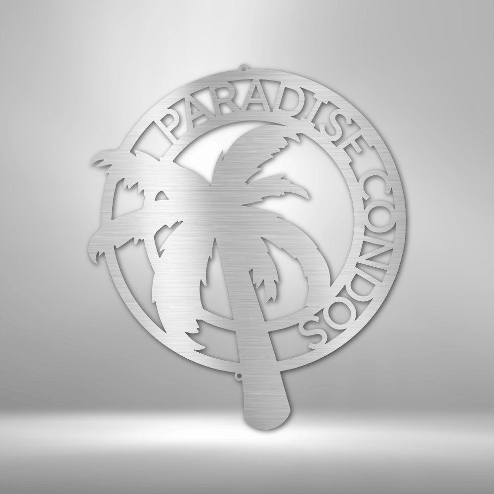 Palm Tree Personalized Name Text Steel SignCustomly Gifts