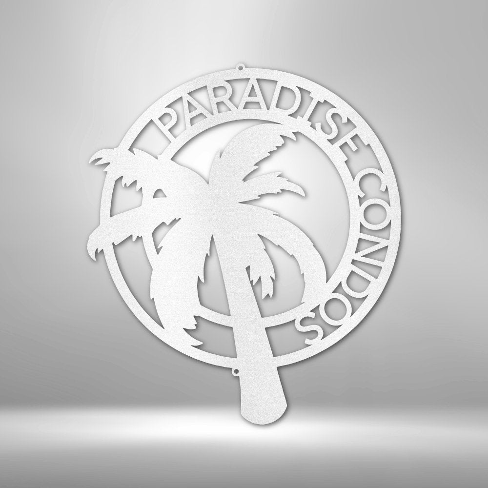 Palm Tree Personalized Name Text Steel SignCustomly Gifts