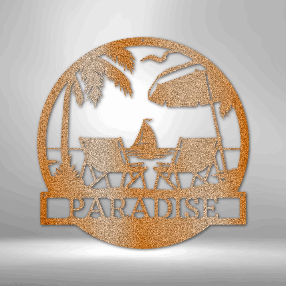Paradise Beach Personalized Metal SignCustomly Gifts