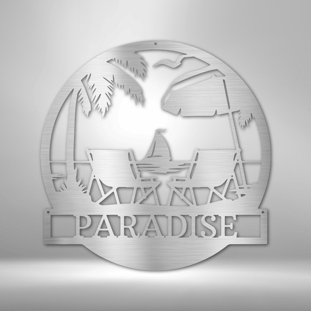 Paradise Beach Personalized Metal SignCustomly Gifts
