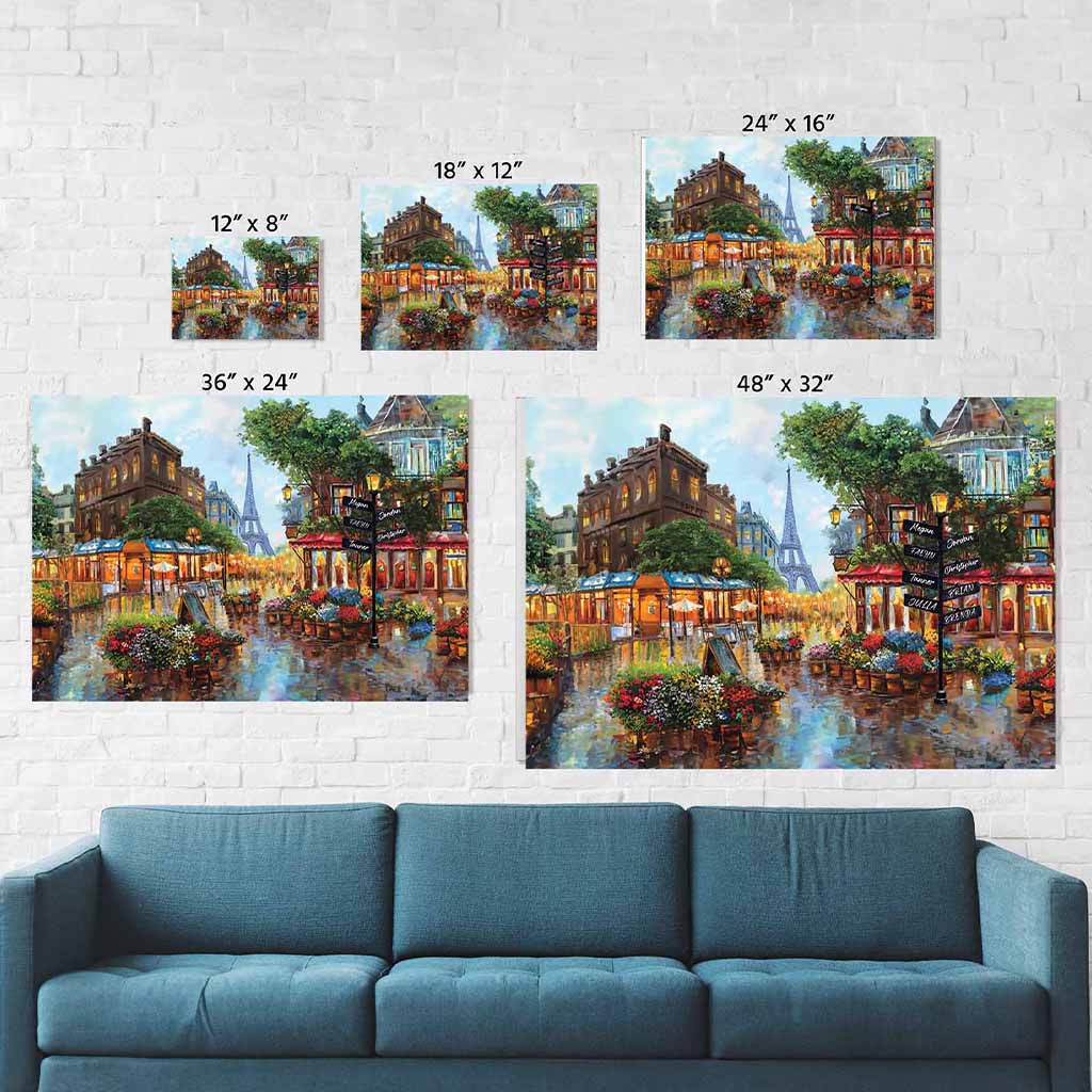 Paris at Dawn Town Square Street Eiffel Tower Personalized Street Sign CanvasCustomly Gifts