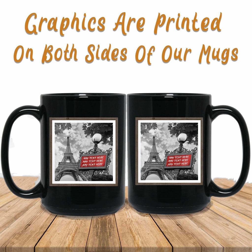 Paris Eiffel Tower B&W-Red Metro Sign Personalized MugCustomly Gifts