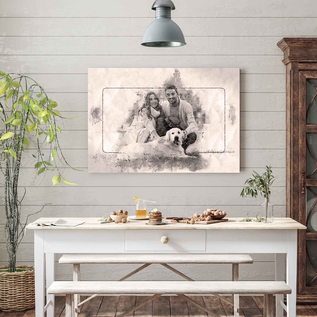 Pen and Watercolor Custom Personalized CanvasCustomly Gifts