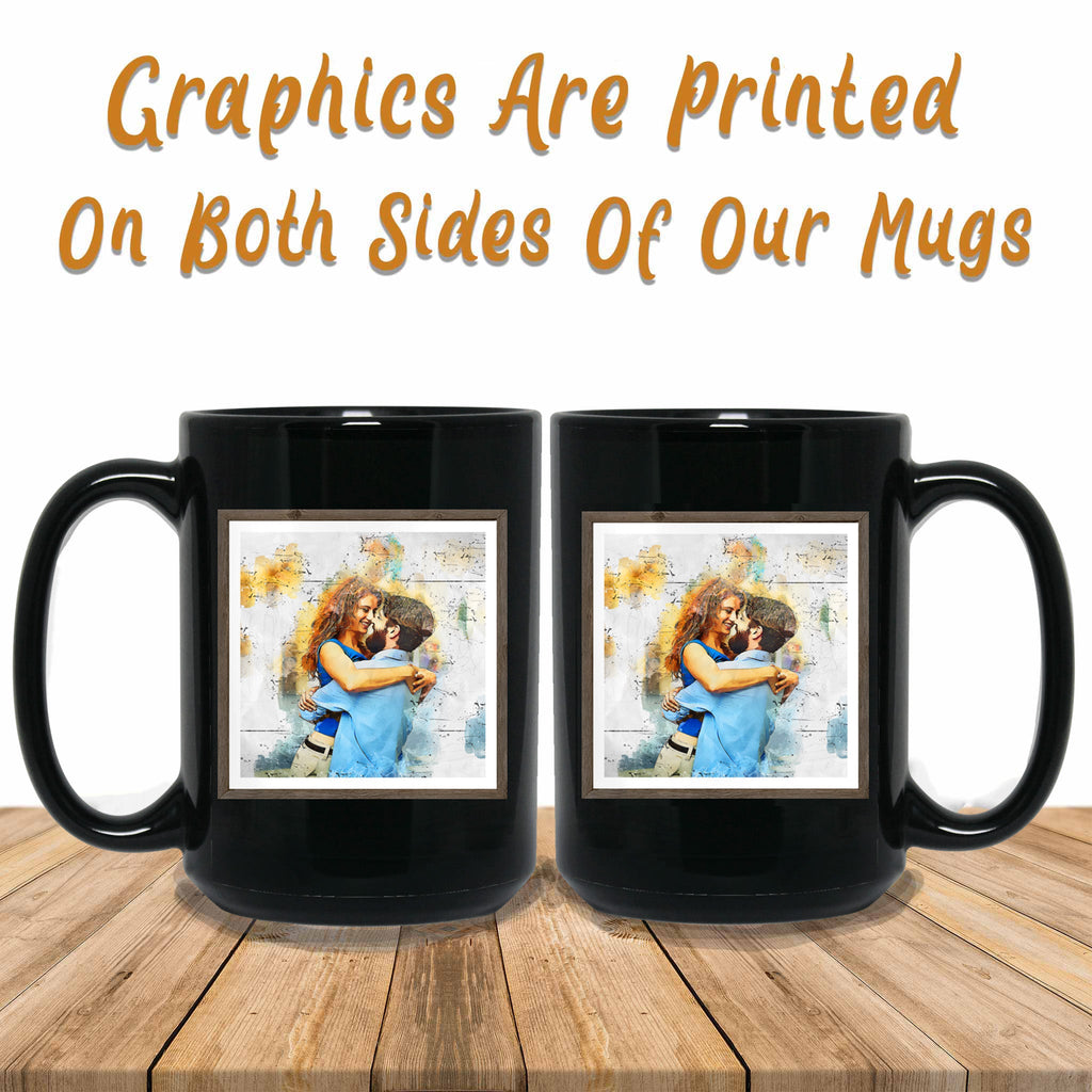 Pen and Watercolor Personalized Black Coffee MugsCustomly Gifts