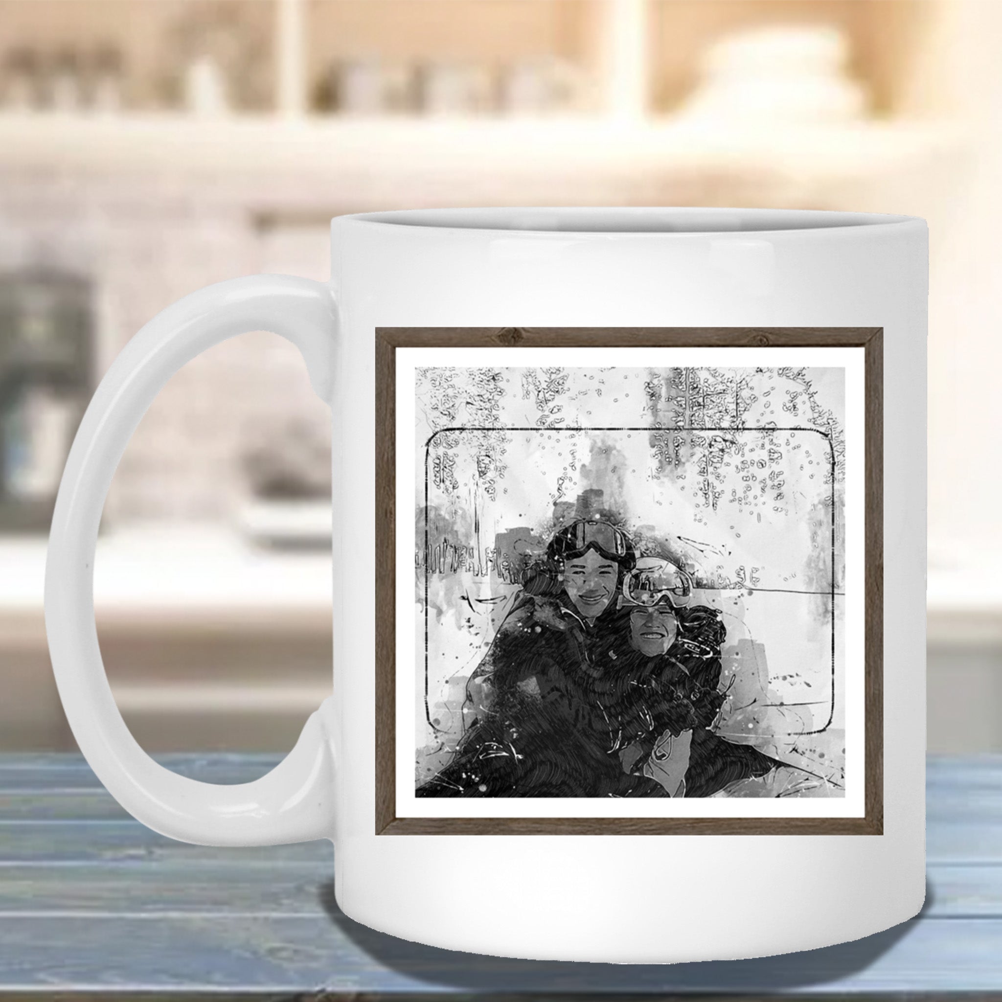 Pen and Watercolor Personalized White Coffee MugsCustomly Gifts