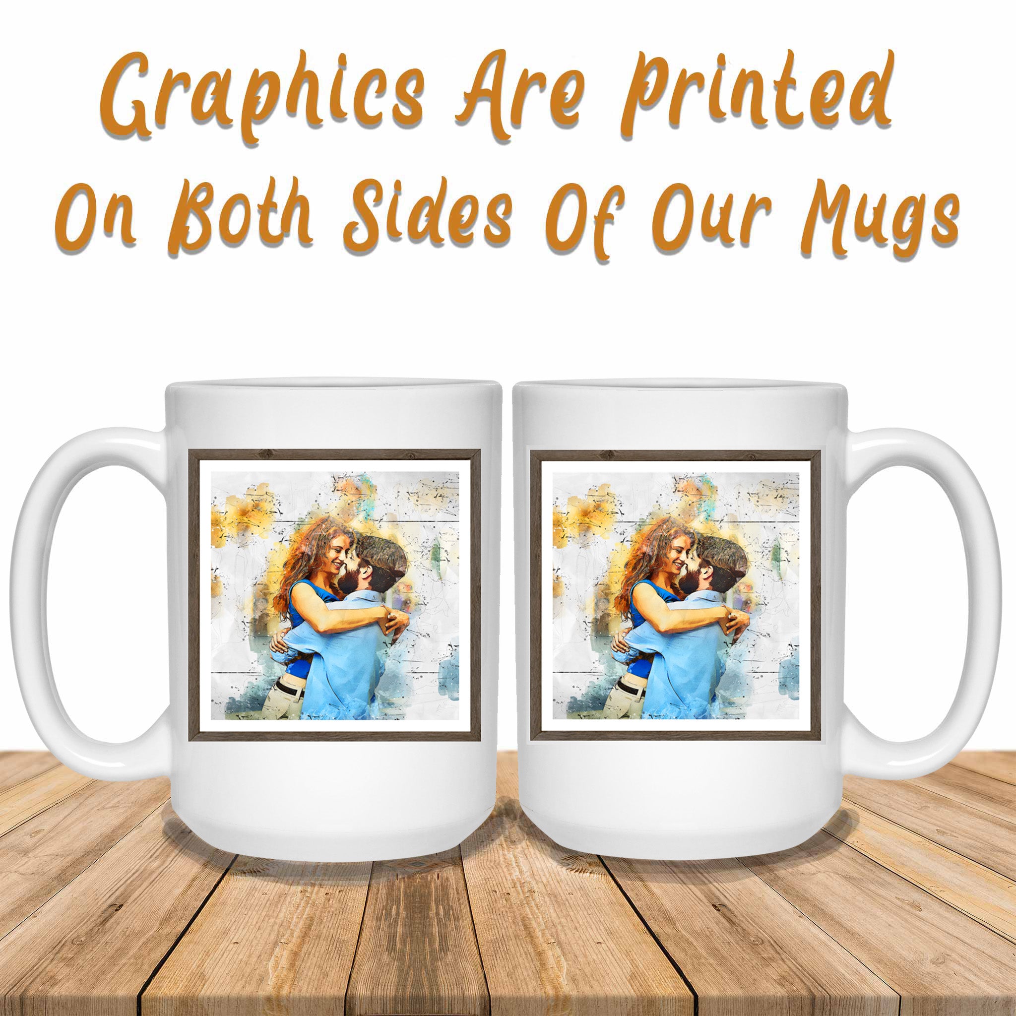 Pen and Watercolor Personalized White Coffee MugsCustomly Gifts