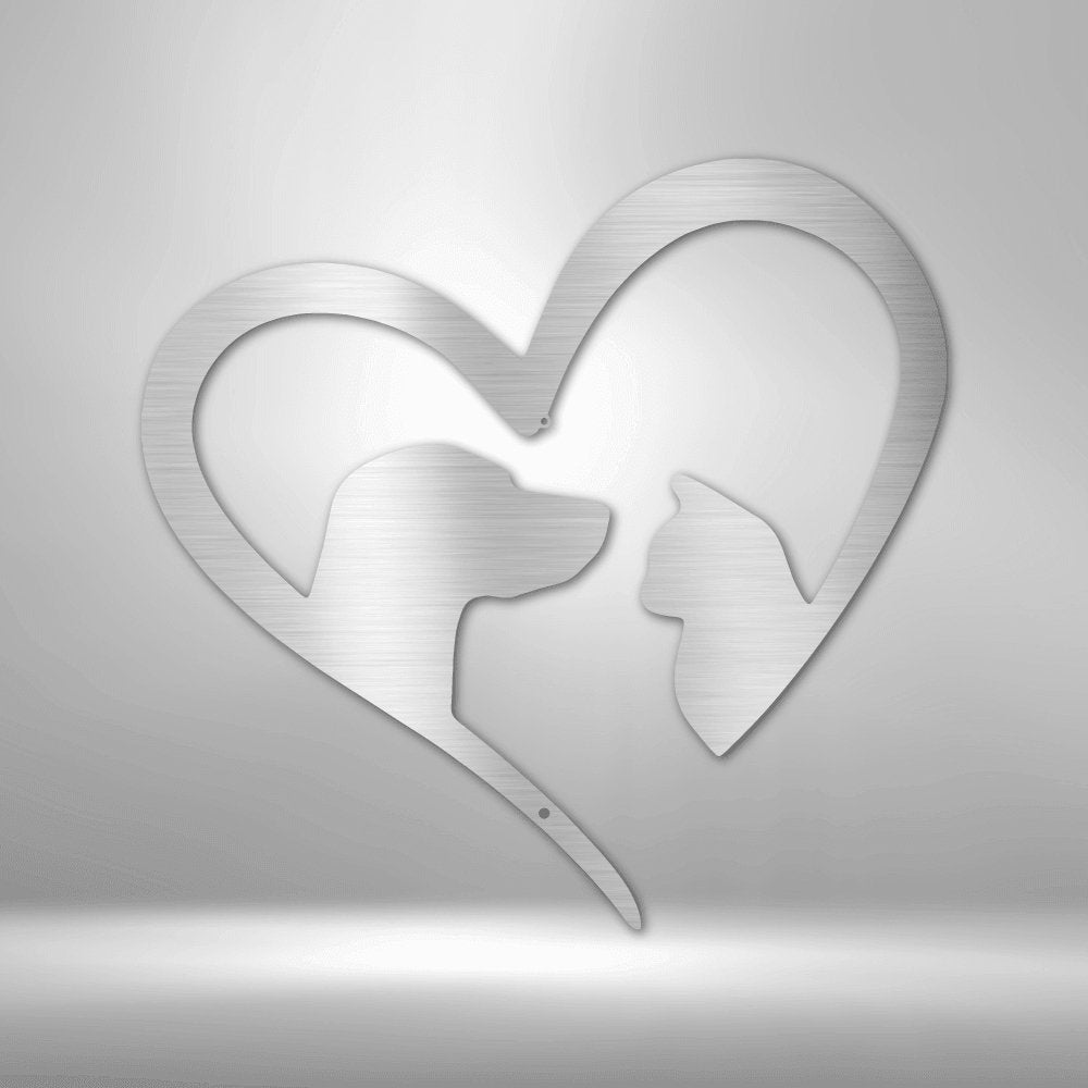 Pet Love Dog And Cat Silhouette Steel signCustomly Gifts
