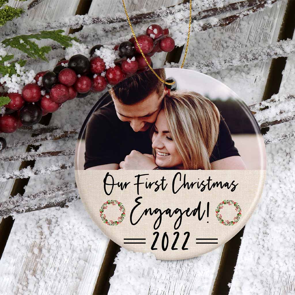 Picture Perfect Our First Year Engaged Personalized Ceramic OrnamentCustomly Gifts