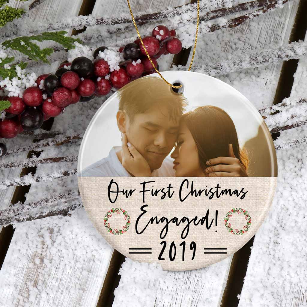 Picture Perfect Our First Year Engaged Personalized Ceramic OrnamentCustomly Gifts