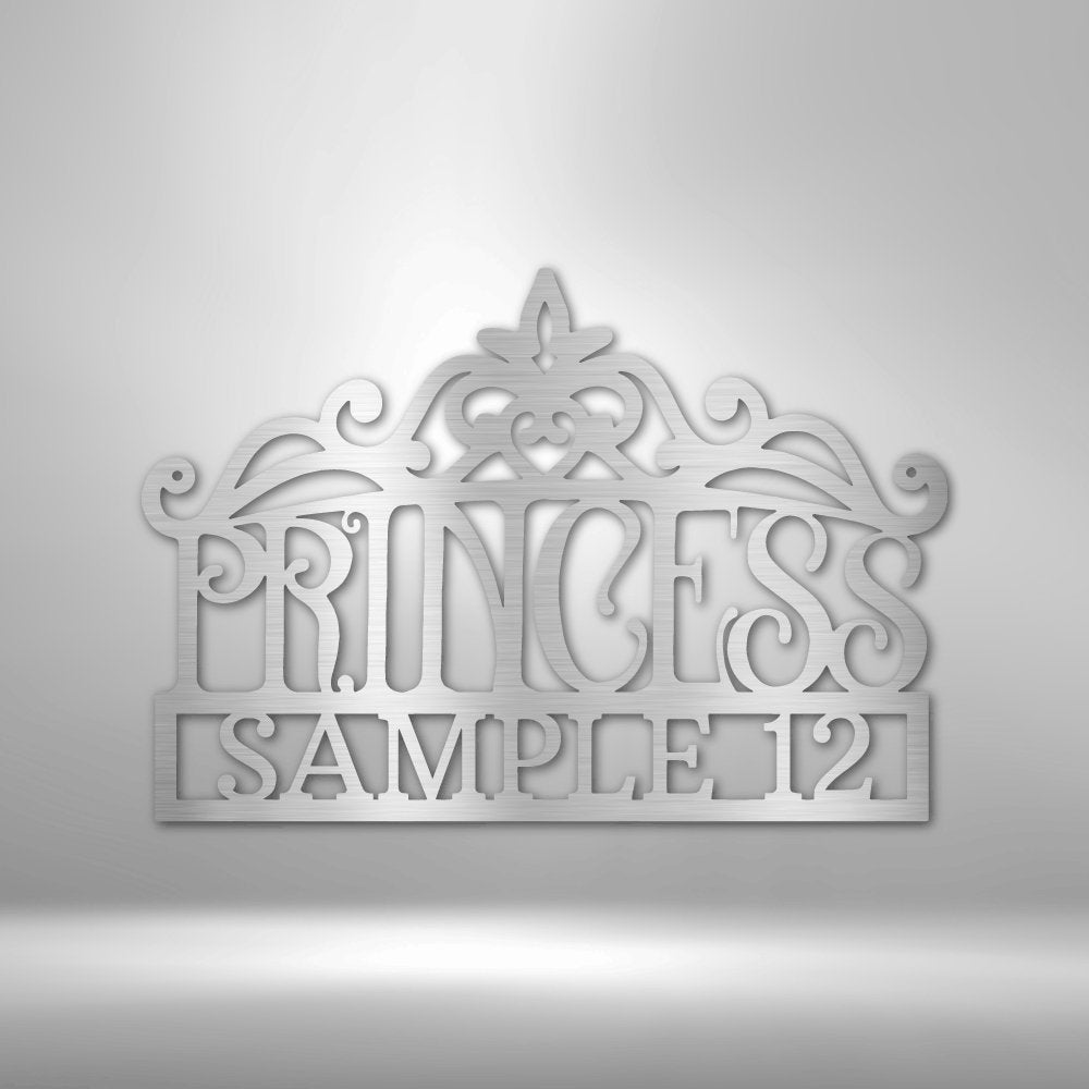 Princess Crown Personalized Name Text Steel SignCustomly Gifts