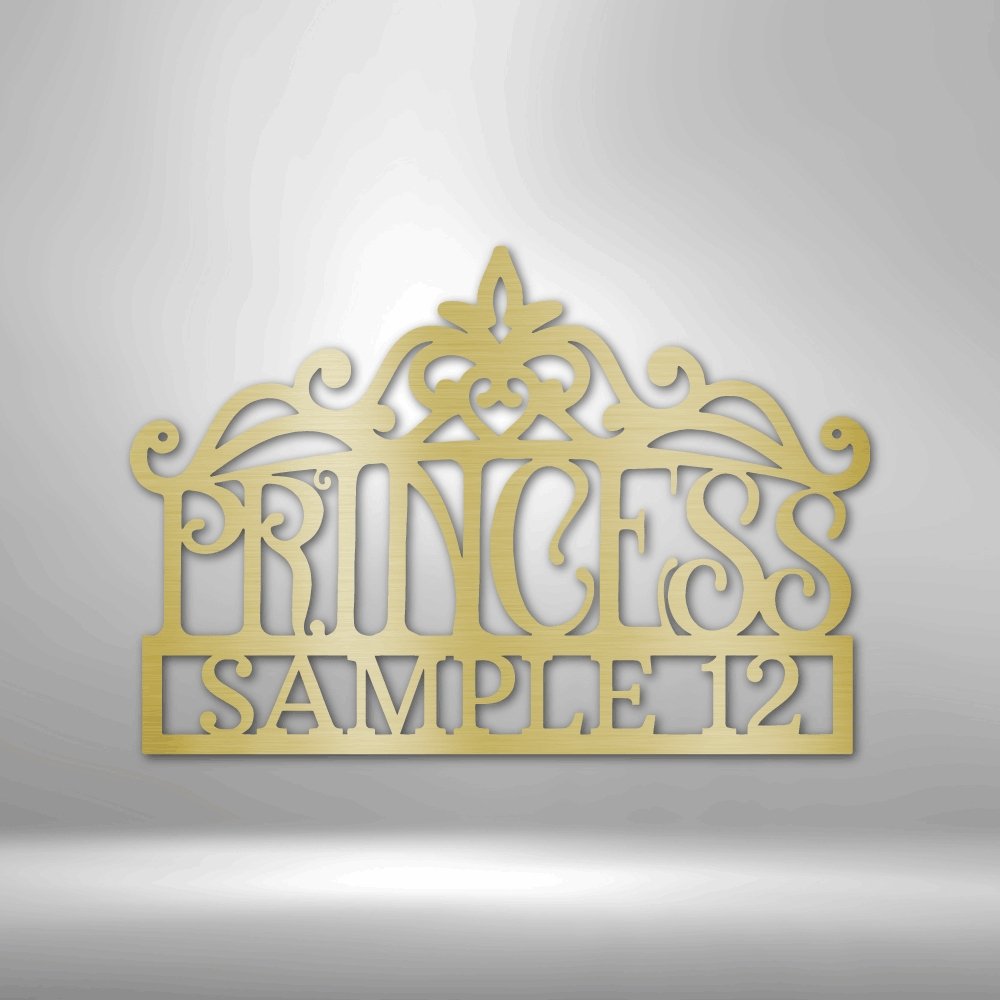 Princess Crown Personalized Name Text Steel SignCustomly Gifts